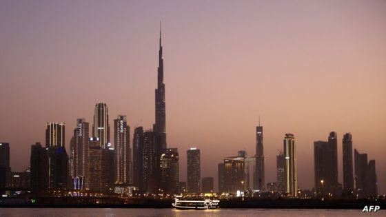 A picture shows a view of the Dubai skyline, including Burj Khalifa the worlds tallest building, in the United Arab Emirates, on June 20, 2022. (Photo by Karim SAHIB / AFP)