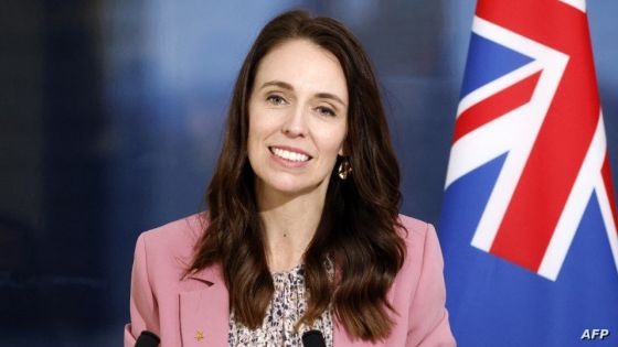 New Zealand Prime Minister Jacinda Ardern holds a press conference with French President Emmanuel Macron (out of frame) following talks on the sidelines of the 77th session of the United Nations General Assembly at UN headquarters in New York on September 20, 2022. (Photo by Ludovic MARIN / AFP)