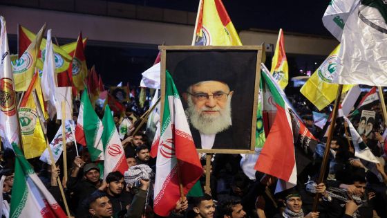 Supporters of Iraqi Shi'ite armed groups gather near the entrance of Baghdad's Green Zone to show support for Iran, amid heightened regional tensions following recent attacks and retaliatory strikes between Iran and U.S. forces, in Baghdad, Iraq, February 28, 2026. REUTERS/Ahmed Saad