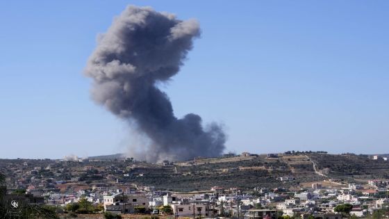 Black smoke rises from an Israeli airstrike on the outskirts of Aita al-Shaab, a Lebanese border village with Israel, south Lebanon, Saturday, Nov. 4, 2023. The Lebanon-Israel border has been the site of regular clashes between Israeli forces on one side and Hezbollah and Palestinian armed groups on the other since the beginning of the Israel-Hamas war. (AP Photo/Hussein Malla)