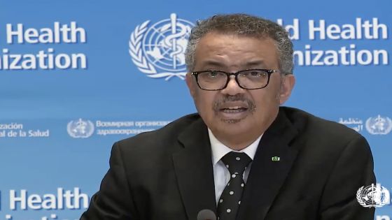 A tv grab taken from the World Health Organization website shows WHO Chief Tedros Adhanom Ghebreyesus delivering a virtual news briefing on COVID-19 (novel coronavirus) at the WHO headquarters in Geneva on March 23, 2020. - The new coronavirus pandemic is clearly "accelerating", WHO chief warned on March 23, 2020, but stressed it was still possible to "change the trajectory" of the outbreak. (Photo by - / AFP)