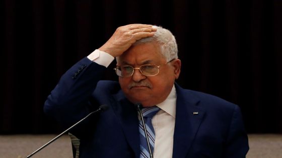 President Mahmoud Abbas gestures during a meeting with the Palestinian leadership to discuss the United Arab Emirates' deal with Israel to normalize relations, in Ramallah in the Israeli-occupied West Bank August 18, 2020. REUTERS/Mohamad Torokman/Pool