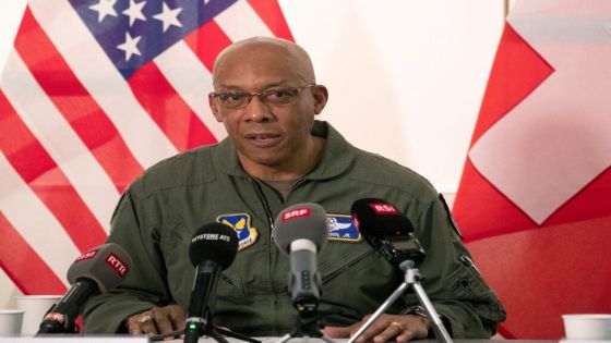 FILE PHOTO: Chief of Staff of the U.S. Air Force General Charles Q. Brown Jr. addresses the media during a news conference at a Swiss airbase in Payerne, Switzerland March 15, 2022. REUTERS/Arnd Wiegmann/File Photo
