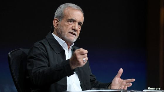 Iranian presidential candidate Masoud Pezeshkian attends an election debate at a television studio in Tehran, Iran July 2, 2024. Morteza Fakhri Nezhad/IRIB/WANA (West Asia News Agency)/Handout via REUTERS ATTENTION EDITORS - THIS PICTURE WAS PROVIDED BY A THIRD PARTY