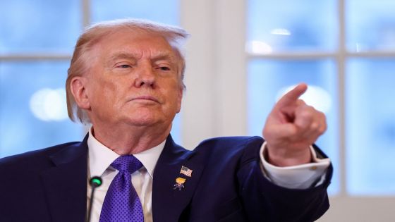 U.S. President Donald Trump takes questions from reporters, as he attends a meeting with oil industry executives, at the White House in Washington, D.C., U.S., January 9, 2026. REUTERS/Kevin Lamarque