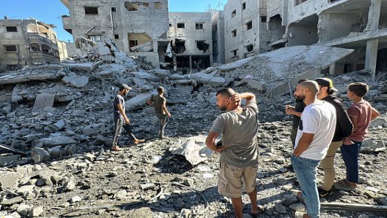 CORRECTION / Palestinians inspect the damage after an Israeli airstrike the previous night in Beit Lahia, in the northern Gaza Strip on October 20, 2024, amid the ongoing conflict between Israel and the Palestinian Hamas militant group. (Photo by Islam AHMED / AFP) / "The erroneous mention[s] appearing in the metadata of this photo by Islam AHMED has been modified in AFP systems in the following manner: [October 20] instead of [October 19]. Please immediately remove the erroneous mention[s] from all your online services and delete it (them) from your servers. If you have been authorized by AFP to distribute it (them) to third parties, please ensure that the same actions are carried out by them. Failure to promptly comply with these instructions will entail liability on your part for any continued or post notification usage. Therefore we thank you very much for all your attention and prompt action. We are sorry for the inconvenience this notification may cause and remain at your disposal for any further information you may require." (Photo by ISLAM AHMED/AFP via Getty Images)