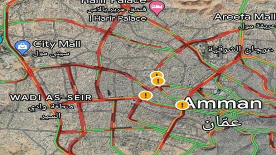 أزمات سير خانقة في شوارع العاصمة عمان