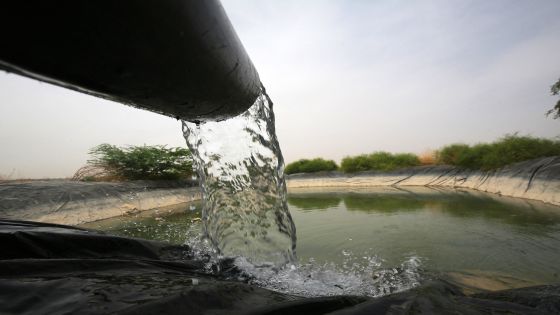Water pours into an agricultural irrigation pool in Ghor al-Haditha, around 80km (50 miles) south of the Jordanian capital Amman, on April 20, 2021. Experts say Jordan is now in the grip of one of the most severe droughts in its history, but many warn the worst is yet to come.
The country's environment ministry says it is among the world's most four water-deficient countries, and fears that a heating planet will make the situation more severe. (Photo by Khalil MAZRAAWI / AFP) (Photo by KHALIL MAZRAAWI/AFP via Getty Images)