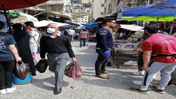 Residents shop at a market ahead of the Muslim holy month of Ramadan, during the novel coronavirus pandemic crisis in the Jordanian capital Amman, on April 23, 2020. (Photo by Khalil MAZRAAWI / AFP) (Photo by KHALIL MAZRAAWI/AFP via Getty Images)