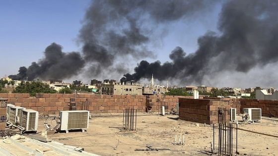 In this photo provided by Maheen S , smoke fills the sky in Khartoum, Sudan, near Doha International Hospital on Friday, April 21, 2023. The Muslim Eid al-Fitr holiday, typically filled with prayer, celebration and feasting — was a somber one in Sudan, as gunshots rang out across the capital of Khartoum and heavy smoke billowed over the skyline. (Maheen S via AP)