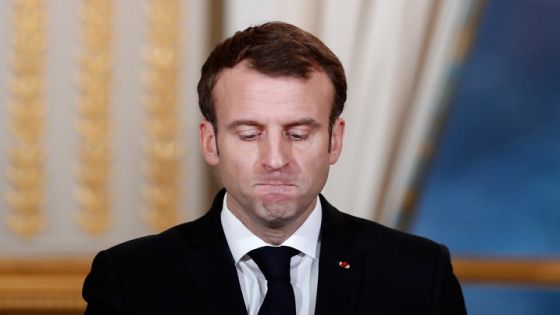 French President Emmanuel Macron reacts during a joint press conference with President of Burkina Faso at the Elysee Palace in Paris, on December 17, 2018, following their meeting. (Photo by BENOIT TESSIER / POOL / AFP) (Photo by BENOIT TESSIER/POOL/AFP via Getty Images)