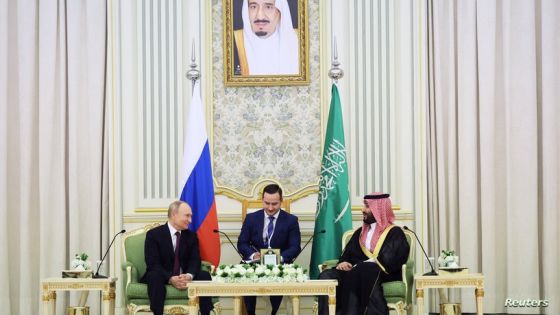 Russian President Vladimir Putin and Saudi Crown Prince Mohammed bin Salman attend a meeting in Riyadh, Saudi Arabia December 6, 2023. Sputnik/Sergei Savostyanov/Pool via REUTERS ATTENTION EDITORS - THIS IMAGE WAS PROVIDED BY A THIRD PARTY.