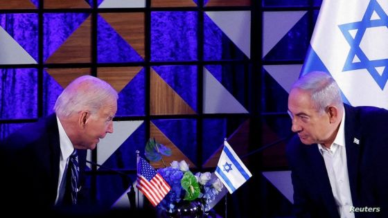 FILE PHOTO: U.S. President Joe Biden attends a meeting with Israeli Prime Minister Benjamin Netanyahu, as he visits Israel amid the ongoing conflict between Israel and Hamas, in Tel Aviv, Israel, October 18, 2023. REUTERS/Evelyn Hockstein/File Photo