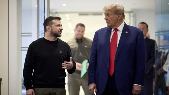 This handout photograph released by the Ukrainian presidential press service on September 27, 2024 shows Ukrainian President Volodymyr Zelensky (L) and Republican presidential nominee former US President Donald Trump meeting on September 27, 2024 in New York. The meeting coincides with Zelensky's visit to New York for the United Nations General Assembly. (Photo by Handout / UKRAINIAN PRESIDENTIAL PRESS SERVICE / AFP) / RESTRICTED TO EDITORIAL USE - MANDATORY CREDIT "AFP PHOTO / UKRAINIAN PRESIDENTIAL PRESS SERVICE" - NO MARKETING NO ADVERTISING CAMPAIGNS - DISTRIBUTED AS A SERVICE TO CLIENTS