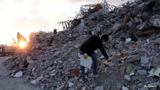 Destroyed buildings are seen, in the aftermath of a deadly earthquake in Iskenderun, Turkey, February 11, 2023. REUTERS/Benoit Tessier TPX IMAGES OF THE DAY