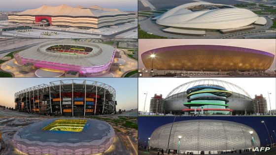 (COMBO) This combination of file pictures created on October 19, 2022 and provided by Qatar's Supreme Committee for Delivery and Legacy shows a view of (L to R) the Al-Bayt Stadium in al-Khor on August 26, 2020; the Al-Janoub Stadium in the Qatari capital Doha on November 20, 2020; the Ahmad Bin Ali stadium in the Qatari city of Ar-Rayyan on November 22, 2021; the Lusail Stadium on the outskirts of Doha on September 2, 2022; the 974 Stadium in Doha on December 7, 2021; the Khalifa International Stadium in Doha on May 19, 2017; the Education City Stadium in al-Rayyan city on April 29, 2020; and the Al-Thumama Stadium in Doha on October 22, 2021. - The bill being paid by Qatar for the most expensive World Cup ever held is set to rise to fantasy levels in the one month left to the November 20 kickoff. Gleaming new stadiums that cost more than $6.5 billion are ready, a driver-less metro system with a price tag of $36 billion serves five of the eight venues. (Photo by KARIM JAAFAR / various sources / AFP) / == RESTRICTED TO EDITORIAL USE - MANDATORY CREDIT "AFP PHOTO / HO / QATAR'S SUPREME COMMITTEE FOR DELIVERY AND LEGACY" - NO MARKETING NO ADVERTISING CAMPAIGNS - DISTRIBUTED AS A SERVICE TO CLIENTS ==
== RESTRICTED TO EDITORIAL USE - MANDATORY CREDIT "AFP PHOTO / HO / QATAR'S SUPREME COMMITTEE FOR DELIVERY AND LEGACY" - NO MARKETING NO ADVERTISING CAMPAIGNS - DISTRIBUTED AS A SERVICE TO CLIENTS ==
== RESTRICTED TO EDITORIAL USE - MANDATORY CREDIT "AFP PHOTO / HO / QATAR'S SUPREME COMMITTEE FOR DELIVERY AND LEGACY" - NO MARKETING NO ADVERTISING CAMPAIGNS - DISTRIBUTED AS A SERVICE TO CLIENTS ==
== RESTRICTED TO EDITORIAL USE - MANDATORY CREDIT "AFP PHOTO / HO / QATAR'S SUPREME COMMITTEE FOR DELIVERY AND LEGACY" - NO MARKETING NO ADVERTISING CAMPAIGNS - DISTRIBUTED AS A SERVICE TO CLIENTS == /