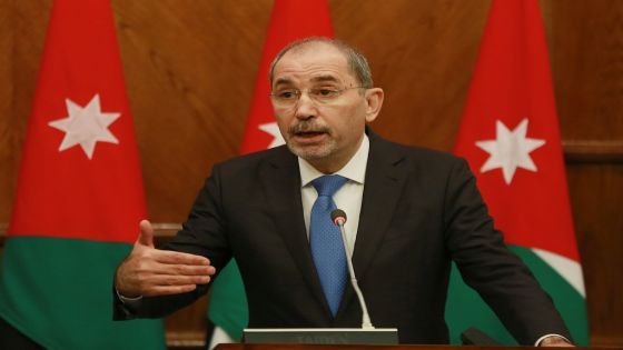 Jordanian Foreign Minister Ayman Safadi speaks during a press conference with his Saudi counterpart Prince Faisal bin Farhan Al-Saud (unseen) following their meeting in Jordan's capital Amman, on January 3, 2022. (Photo by Khalil MAZRAAWI / AFP)