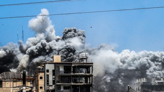 NUSEIRAT, GAZA STRIP - JULY 20: Smoke rises after Israeli warplanes launch airstrikes in the central Gaza Strip on July 20, 2024. Israeli warplanes launched an airstrike on the Nuseirat area in the central Gaza Strip. ( Ali Jadallah - Anadolu Agency )