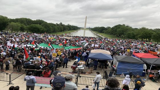 مظاهرة حاشدة في واشنطن دعما للشعب الفلسطيني