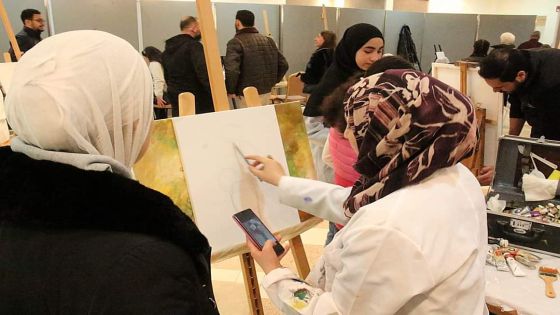 معهد اربد للفنون الجميله يقيم ورشه فنيه تشكيليه في مركز اربد الثقافي