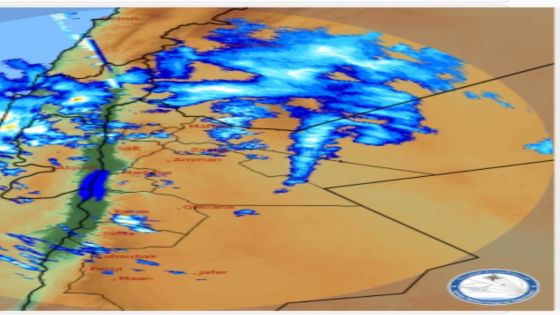 تشير صور الرادار الجوي الى ان المملكة تشهد تساقط الامطار ف الاجزاء الشمالية والشمالية الشرقية