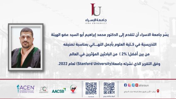 جامعة الإسراء تهنئ الدكتور محمد إبراهيم أبو السيد