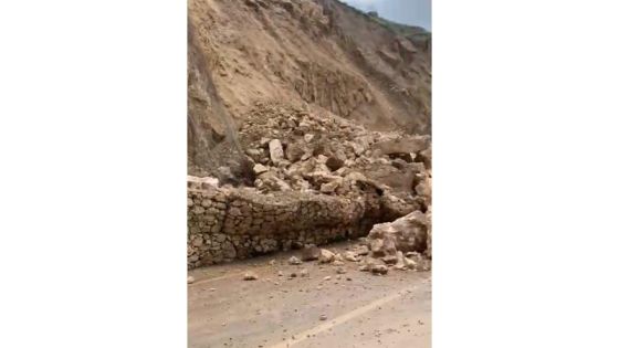 انهيار على طريق وادي شعيب باتجاه الشونة الجنوبية