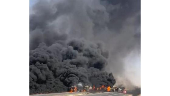 الأمن يكشف سبب حادث حريق الصهريج و3 شاحنات في الصحراوي