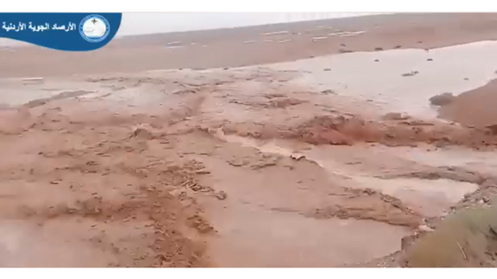 أمطار وسيول في محافظة معان وتحذيرات للسائقين على الطرق الصحراوية