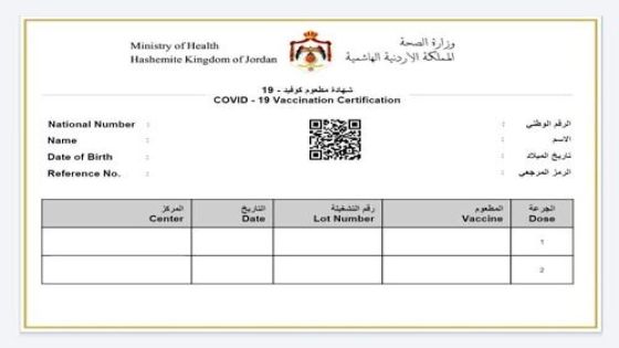 نفي شطب اسم اللقاح عن شهادة التطعيم بالأردن