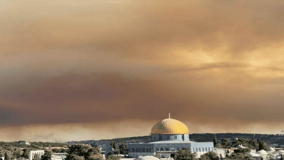 شاهد : دُخّان حرائق القدس يظهر من المدن الأردنية