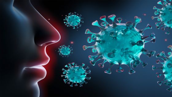 Coronavirus in front of human face- flu outbreak or coronaviruses influenza - 3D illustration; Shutterstock ID 1634310124; Department: -