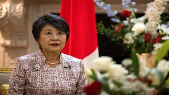 Japanese Foreign Minister Yoko Kamikawa waits for Secretary of State Antony Blinken to arrive for a meeting, Monday, Sept. 18, 2023, in New York. Julia Nikhinson/Pool via REUTERS