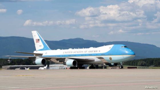 Air Force One, carrying U.S. president Joe Biden arrives, in Geneva, one day prior to the U.S.-Russia summit, in Switzerland June 15, 2021. Martial Trezzini/Pool via REUTERS