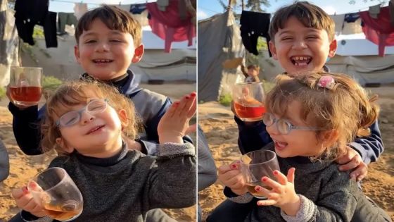 بأداء عفوي.. أطفال في غزة يغنون للشاي بطريقة لافتة