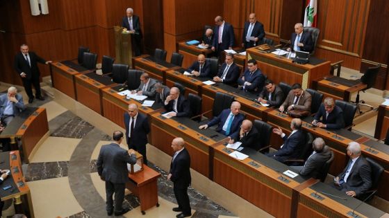 Lebanese MPs cast their vote during a parliament session to elect a new president in Beirut on September 29, 2022. - Lebanon's parliament met to elect a new president, with no consensus on a successor to outgoing head of state Michel Aoun despite an unprecedented financial crisis. (Photo by Ibrahim AMRO / AFP) (Photo by IBRAHIM AMRO/AFP via Getty Images)