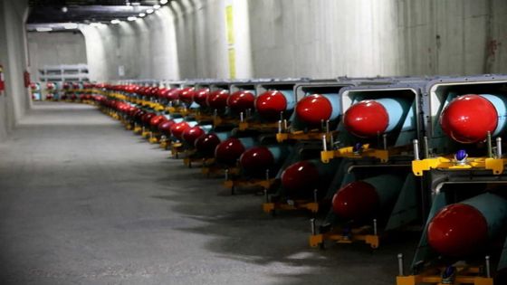 Iranian missiles are seen at an underground of the new "missile cite" of Iran's Revolutionary Guards naval unit at an undisclosed location in Iran, in this picture obtained on March 15, 2021. IRGC/WANA (West Asia News Agency)/Handout via REUTERS ATTENTION EDITORS - THIS IMAGE HAS BEEN SUPPLIED BY A THIRD PARTY.