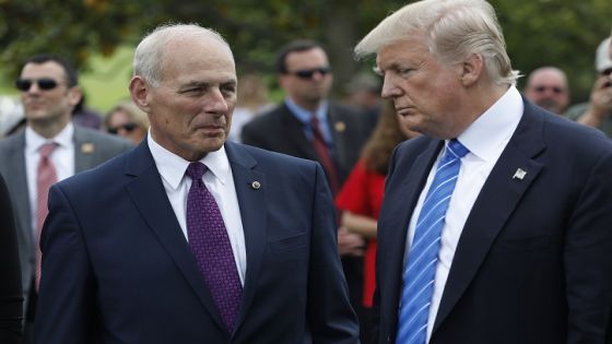 ARLINGTON, VA - MAY 29: President Donald Trump stands with Secretary of Homeland Security John Kelly and Vice President Mike Pence after laying flowers on the grave of Kelly's son, First Lieutenant Robert Kelly, at Arlington National Cemetery on May 29, 2017 in Arlington, Virginia. Lt. Kelly was killed in 2010 while leading a patrol in Afghanistan. Aaron P. Bernstein/Getty Images/AFP