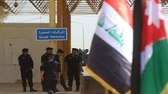 TREIBIL, IRAQ BORDER - AUGUST 30: Flags of Jordan and Iraq are prepared for a ceremony at the Jordanian side as Jordanian and Iraqi senior officials attend a special ceremony to mark the reopening of the Treibil - Karamah border on August 30, 2017 in Treibil, Iraq border. The border, which is the only land border crossing between Iraq and Jordan, was closed in 2015 when large areas in north and west Iraq, including Anbar border province, fell to Islamic State extremist group Daesh. (Photo by Salah Malkawi/ Getty Images)