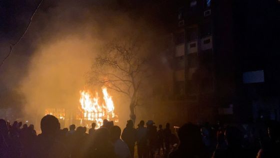 Flames rise from a building amid a deadly fire, in Johannesburg, South Africa, August 31, 2023, in this still image obtained from a social media video. X/@odirileram/via REUTERS THIS IMAGE HAS BEEN SUPPLIED BY A THIRD PARTY. NO RESALES. NO ARCHIVES. MANDATORY CREDIT