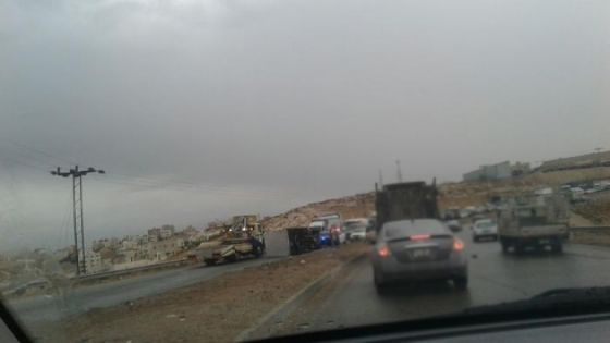 حادث انزلاق لشاحنة على طريق العدسية – البحر الميت