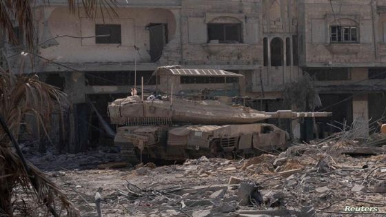 An Israeli tank is seen, amid the ongoing conflict between Israel and the Palestinian Islamist group Hamas, at a location given as Gaza in this handout photo released November 7, 2023. Israeli Defence Forces/Handout via REUTERS THIS IMAGE HAS BEEN SUPPLIED BY A THIRD PARTY