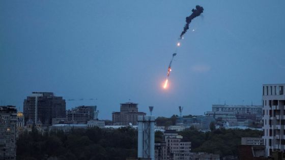 An explosion of a drone is seen in the sky over the city during a Russian drone strike, amid Russia's attack on Ukraine, in Kyiv, Ukraine May 4, 2023. REUTERS/Gleb Garanich TPX IMAGES OF THE DAY