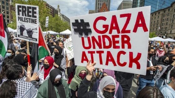 Thousands gathered together during a a rally to support Palestine and call for an end with the war with Israel at Copley Square in Boston, Massachusetts on May 15, 2021. Speakers called for an end of international and U.S funding of IsraelÕs military.