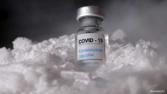 Vials labelled "COVID-19 Coronavirus Vaccine" are placed on dry ice in this illustration taken, December 4, 2020. Picture taken December 4, 2020. REUTERS/Dado Ruvic/Illustration