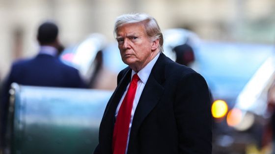 (FILES) Former US President Donald Trump arrives at 40 Wall Street after his court hearing to determine the date of his trial for allegedly covering up hush money payments linked to extramarital affairs in New York City on March 25, 2024. - Embattled former US president Donald Trump posted a $175 million bond in his New York civil fraud case April 1, 2024, avoiding payment of a $454 million penalty while his case winds through the appeals process. (Photo by Charly TRIBALLEAU / AFP)