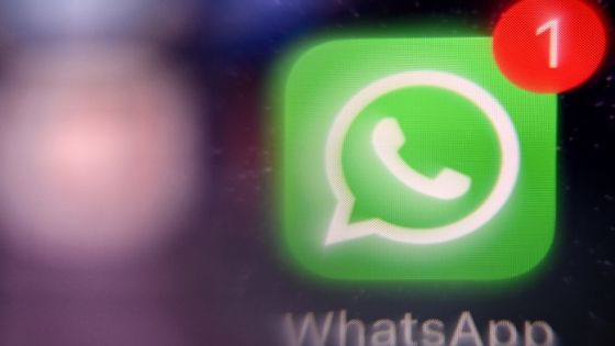 A picture taken on March 23, 2022 in Moscow shows the US instant messaging software Whatsapp logo on a smartphone screen. (Photo by AFP)