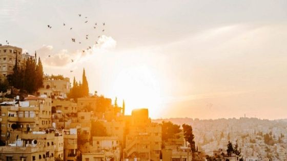 Scenic view from viewpoint of Amman city at sunset