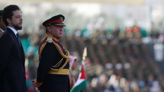 Jordan's King Abdullah (R), and his son Crown Prince Hussein (L), review the honour guard during celebration of the 100-year anniversary of the Great Arab Revolt, in Amman, Jordan, June 2, 2016. REUTERS/Muhammad Hamed