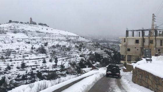 Snow is seen in Hadchit, Lebanon January 7, 2019 in this picture obtained from social media. JORDAN RIZK/via REUTERS THIS IMAGE HAS BEEN SUPPLIED BY A THIRD PARTY. MANDATORY CREDIT. NO RESALES. NO ARCHIVES.
